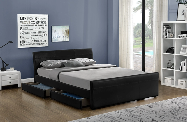 Willsoon 1145D Morden Luxury Stylish PU Synthetic Leather Storage Bed Frame with 4 Drawers