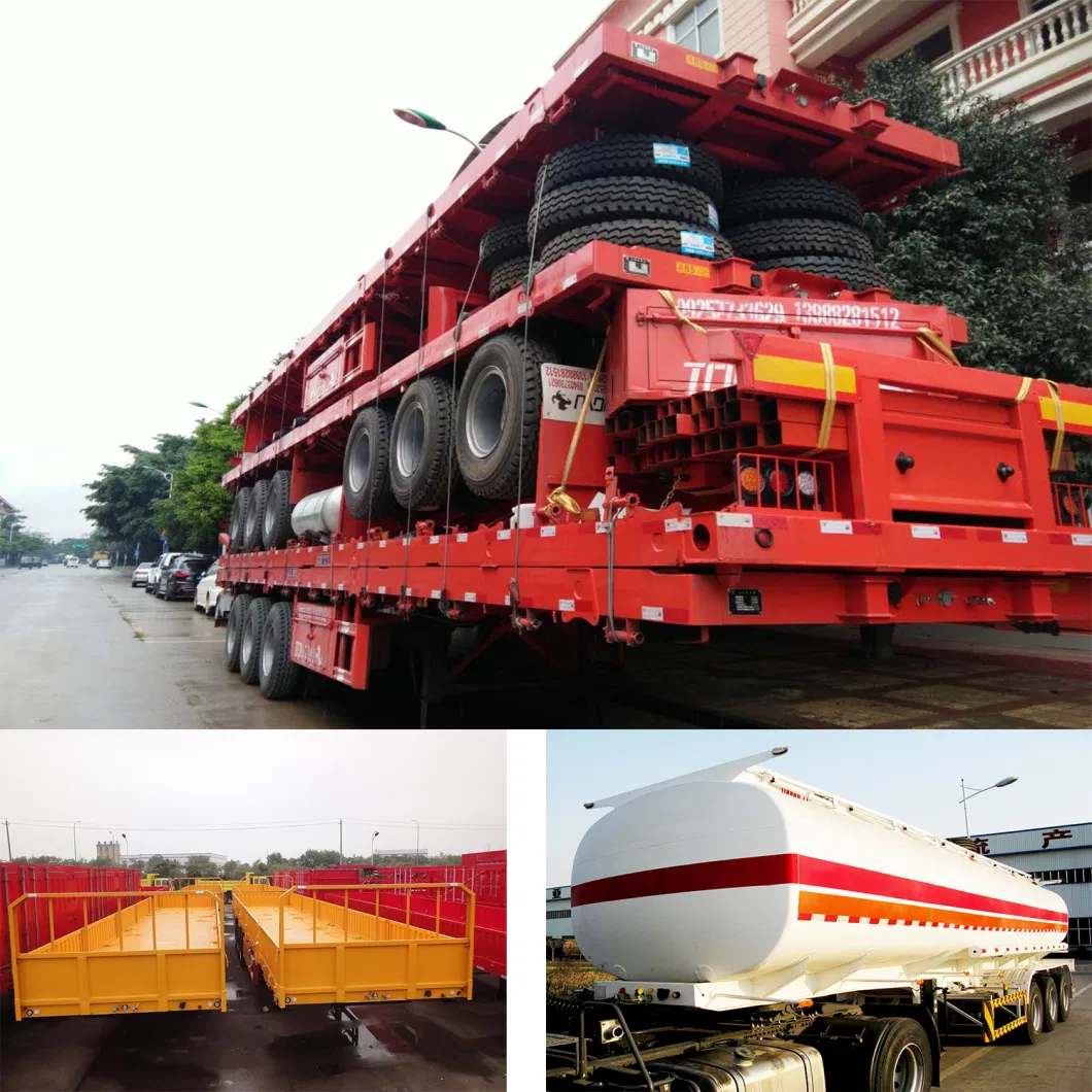 3 Axles 40FT Container Flat Bed / Skeleton /Cargo Side Wall /Utility Cargo /Low Bed / Fuel Tank/ Cement Tank/Dumper /Wing Open Van Curtainer Truck Semi Trailer