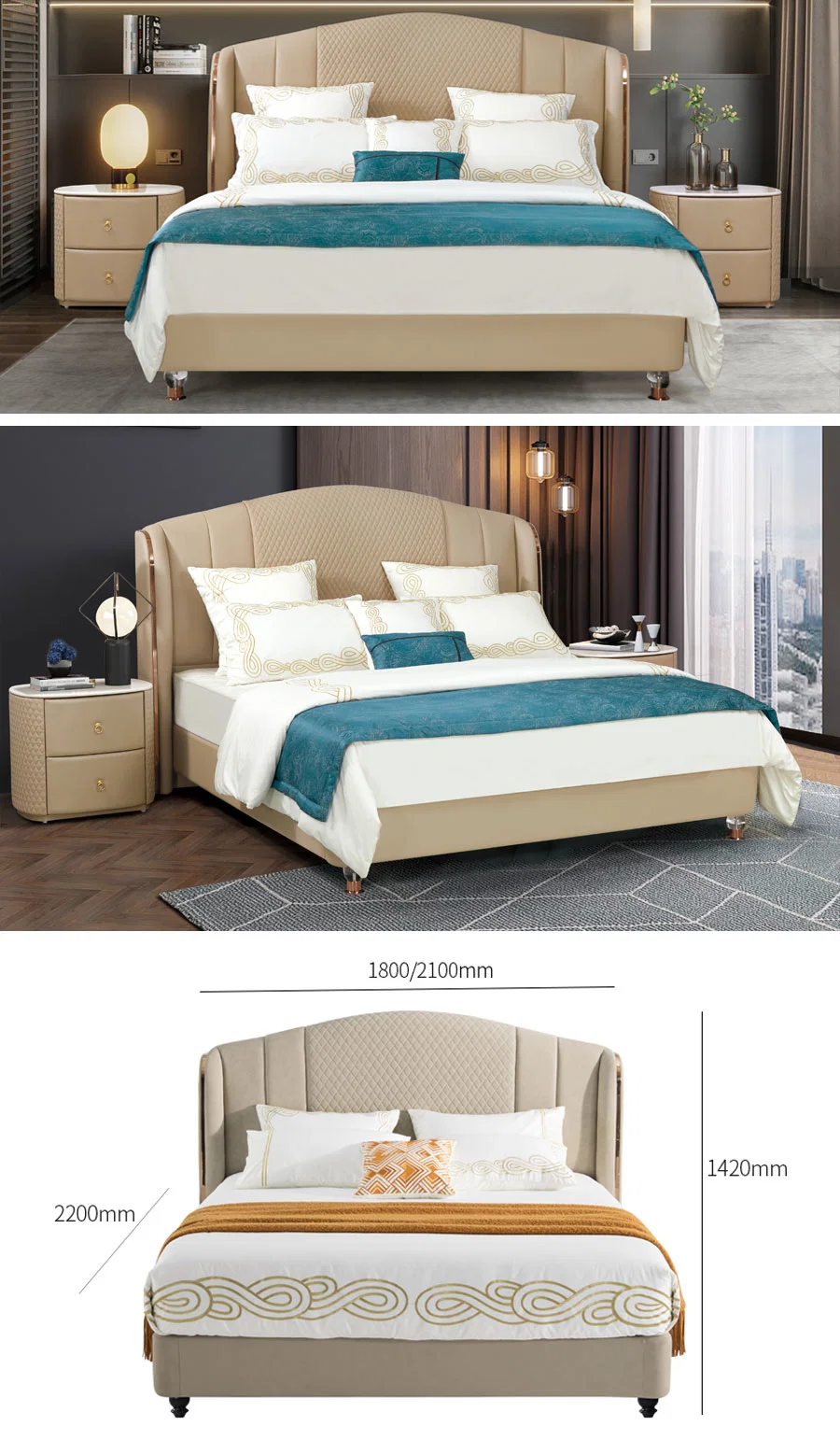 Luxury Modern 5 Star Hotel Room Master Bed King Queen Size Full Size Bedroom Furniture Set