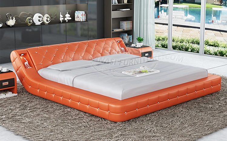 Bedroom Snow White Queen Size Pure Leather Bed Frame
