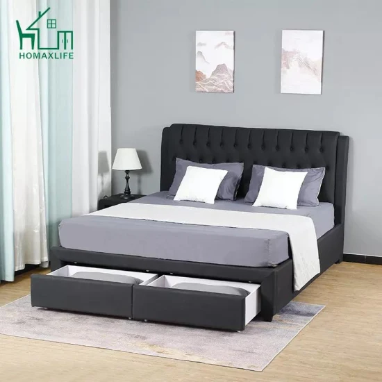 Faux Leather Georgia Grey Fabric Farley Ottoman Bed Frame with LED Light